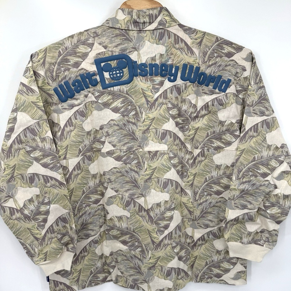 Disney Spirit Jersey Shirt Mens XL Tan Walt Disney World Tropical Banana Leaf